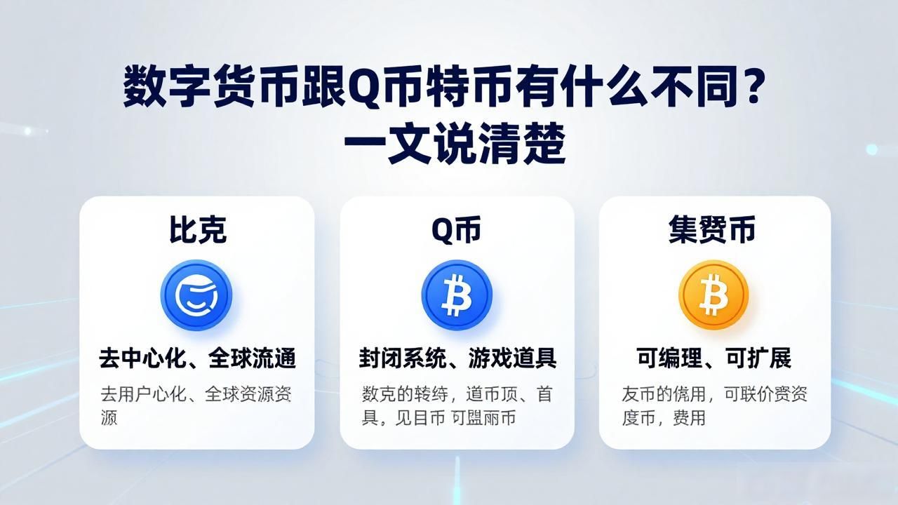 数字货币跟Q币比特币有什么不同？一文说清楚