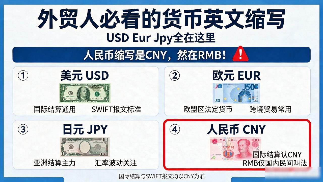 外贸人必看的货币英文缩写，USD EUR JPY全在这里