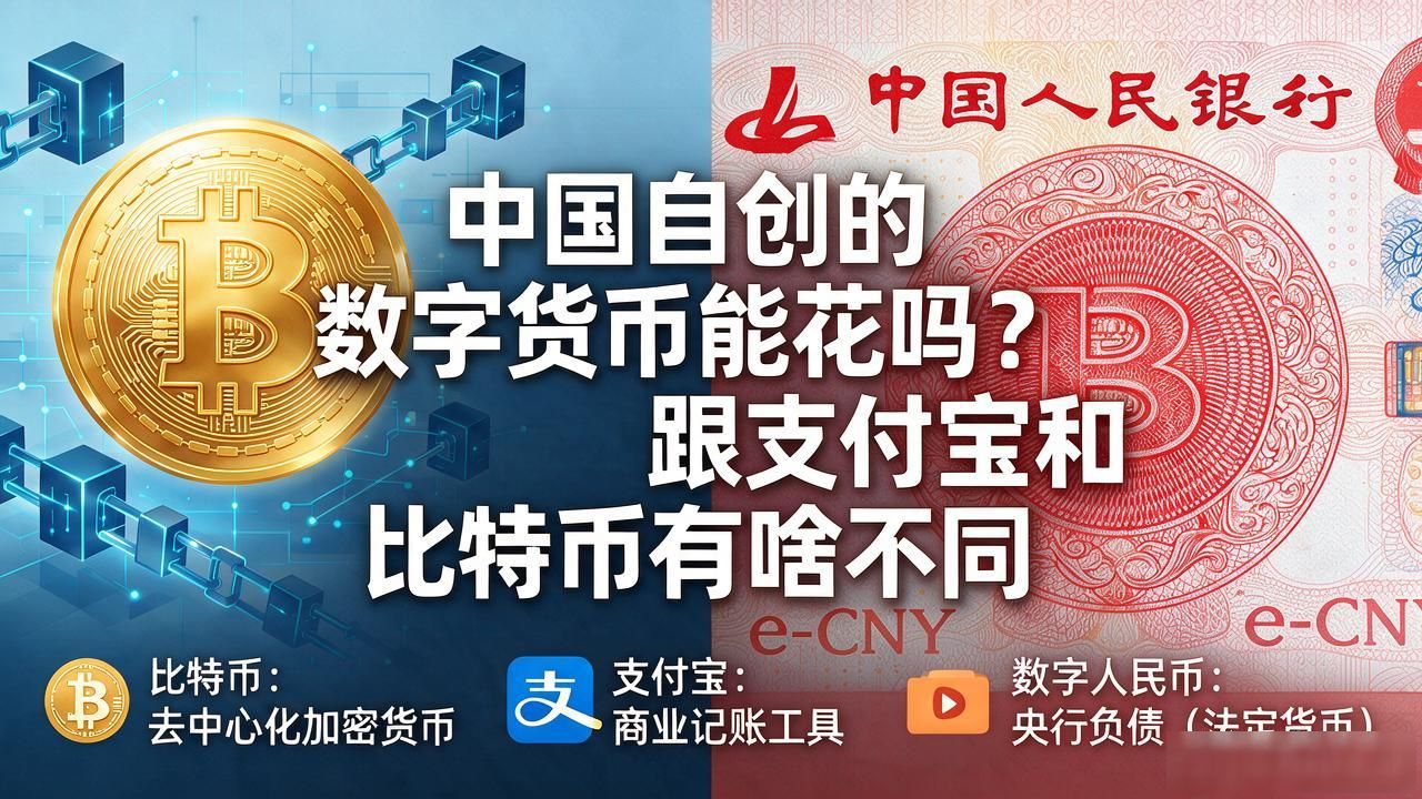 中国自创的数字货币能花吗？跟支付宝和比特币有啥不同