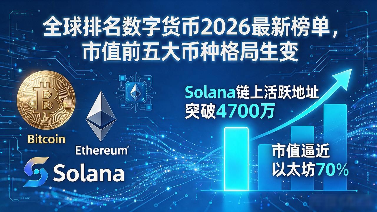 全球排名数字货币2026最新榜单，市值前五大币种格局生变