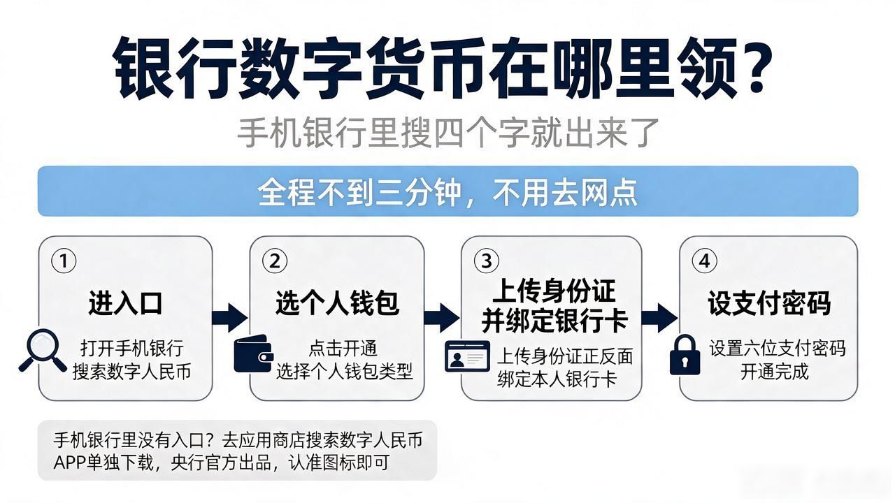 银行数字货币在哪里领？手机银行里搜四个字就出来了